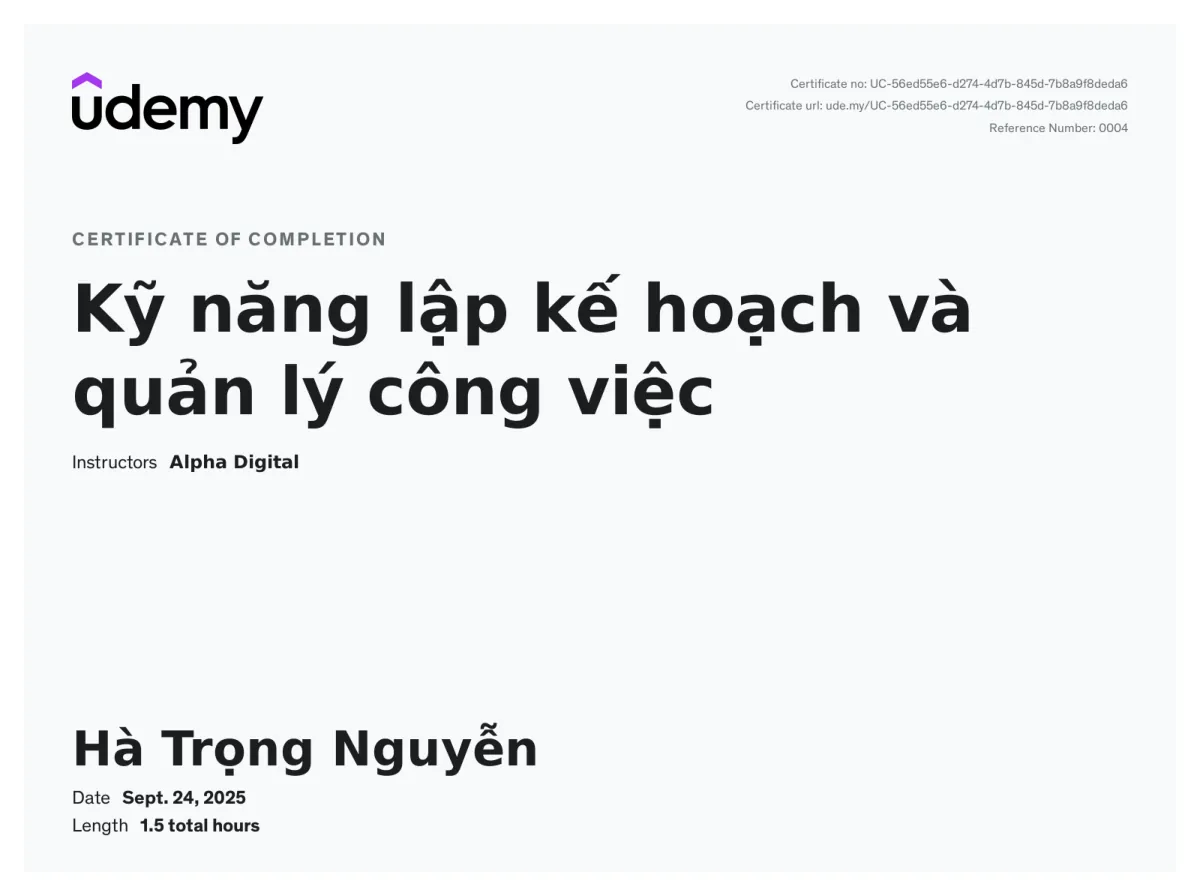 Kỹ năng lập kế hoạch và quản lý công việc
