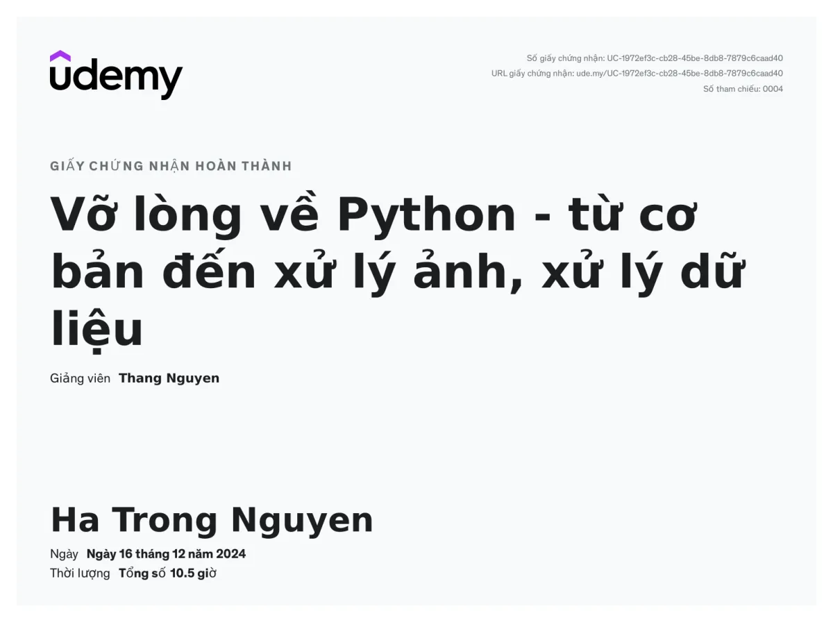 Vỡ lòng về Python - từ cơ bản đến xử lý ảnh, xử lý dữ liệu